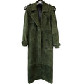 YOLOAgain 150cm Extra Length Real Leather Trench Coat Women Double Breasted Suede Coat Female