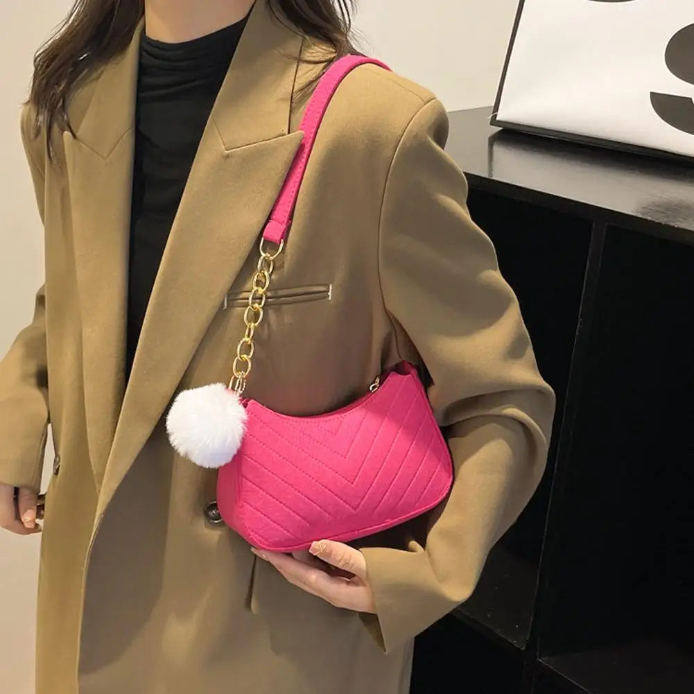 Mini Women Shoulder Bags Fashion Felt Women's Bag Advanced Design Underarm Handbags Mini Saddle Bag