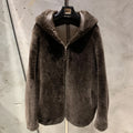 Women Merino Coats Hooded Ladies Lamb Fur Shearling Coat Luxury Winter Warm Merino Fur Coat