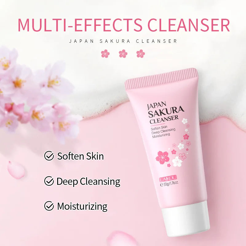 Laikou Japan Sakura Gentle Face Wash Hydrating Oil Control Niacinamide Hyaluronic Acid Daily Facial Cleanser For All Skin Types