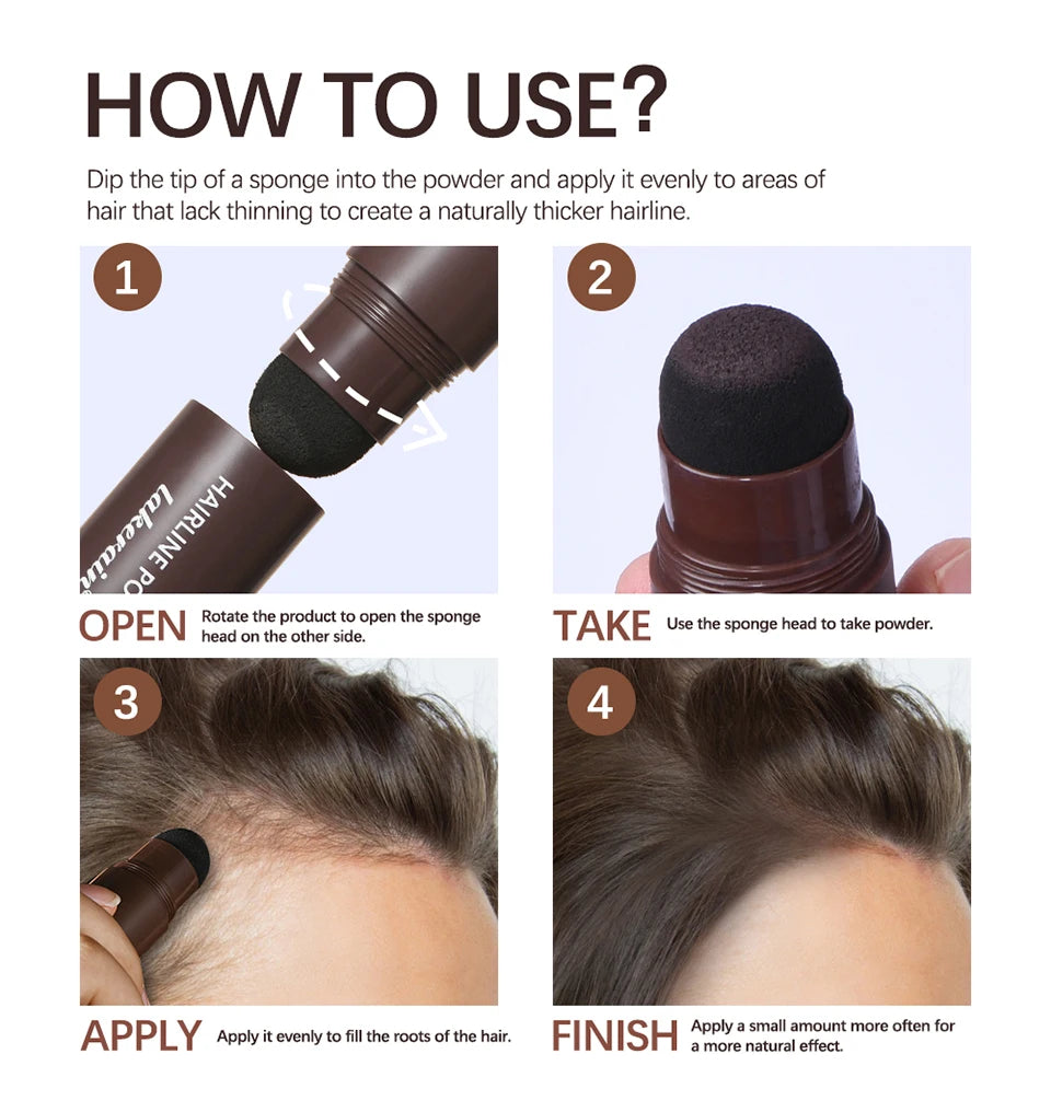 Waterproof Hairline & Root Concealer Pen – Instant Grey Coverage with Easy Blend Powder Stick for Normal Hair