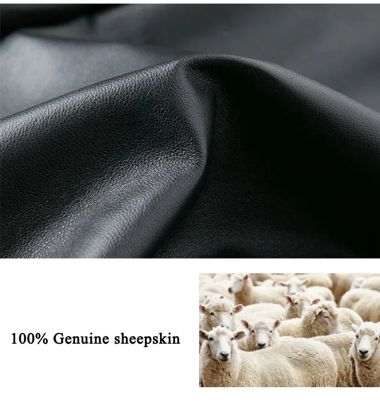 Real Leather Clothing for Women Lapel Drawstring Silhouette Short Coat Female Genuine Sheepskin Balloon Jacket Bomber Femme