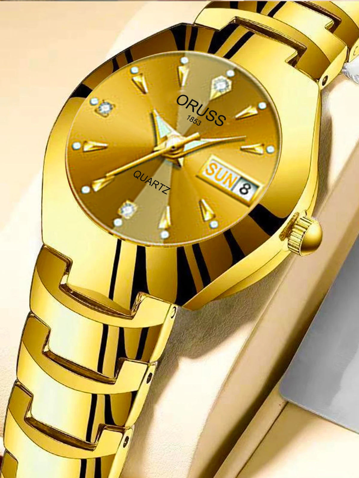 ORUSS Couple Watch Waterproof Casual Fashion Women Men Quartz Watches Ladies Stainless Date Week Men Clock Lover's Date Gift