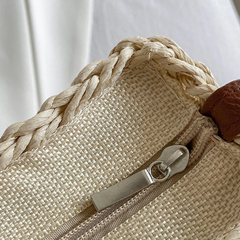 Summer Straw Bag For Women Fashion Semicircle Crossbody Bags Rattan Handmade Messenger Handbag Travel Beach Bags Tote