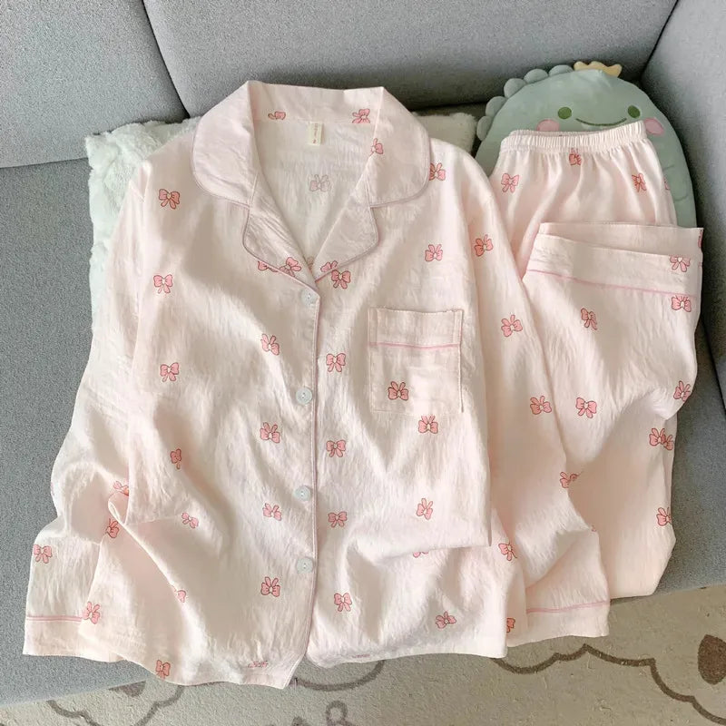 Spring/Autumn New Arrivals: Cloud-Print Cotton Long-Sleeved Pyjama Set for Women Adorable Sweetheart Style Nightwear Homewear