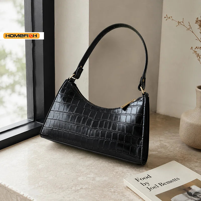 HOMEFISH Fashion PU Leather Women Underarm Bag Alligator Pattern Small Shoulder Messenger Purse