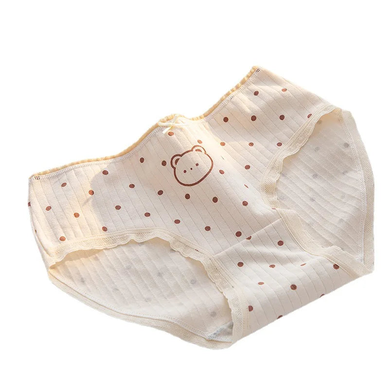 5Pcs/set Women Cotton Panties Cartoon Girls Briefs Mid Waist Underwear Shorts Soft Breathable Panty Sexy Intimates Lingerie M-XL