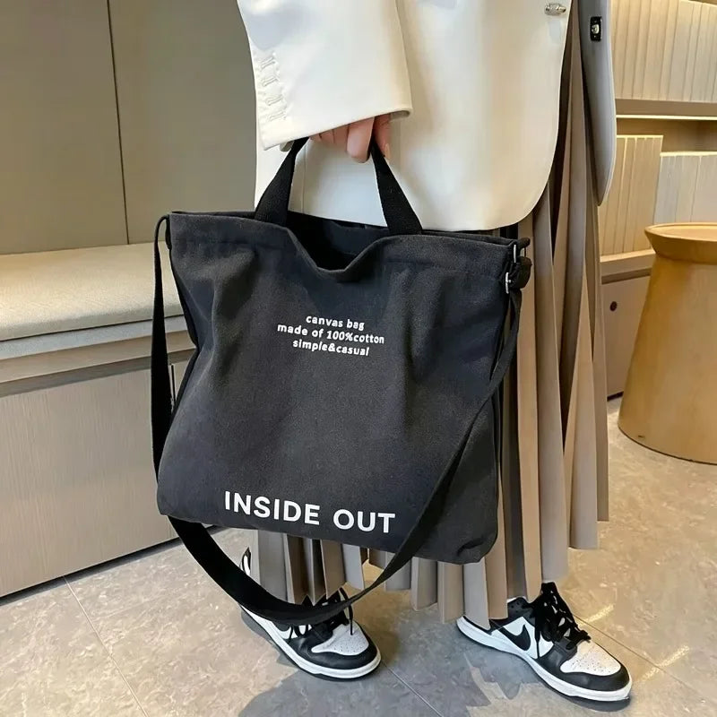 Japanese Canvas Men's and Women's Simple Cross-body Bag Wash Canvas Thick Handbag Large Capacity Arts Students Package Satchel