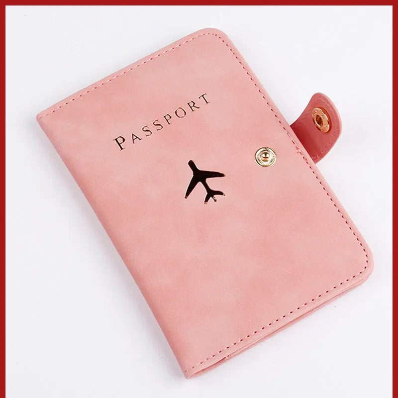 RFID Blocking Waterproof Leather Passport Holder Travel Credit Card Wallet Passport Book for Women Men Buckle Passport Cover