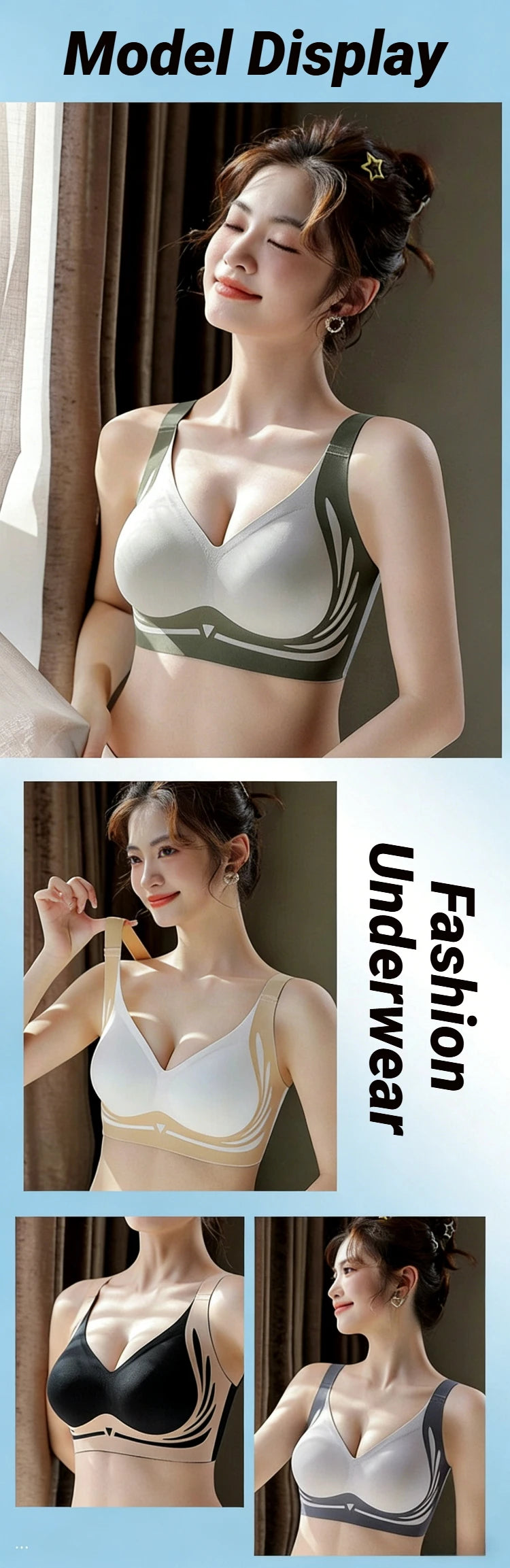 Women Push Up Bras Seamless Comfortable Angel Wings Set Trendy Soft Breathable Underwear Female No Wire Lingerie Plus Size