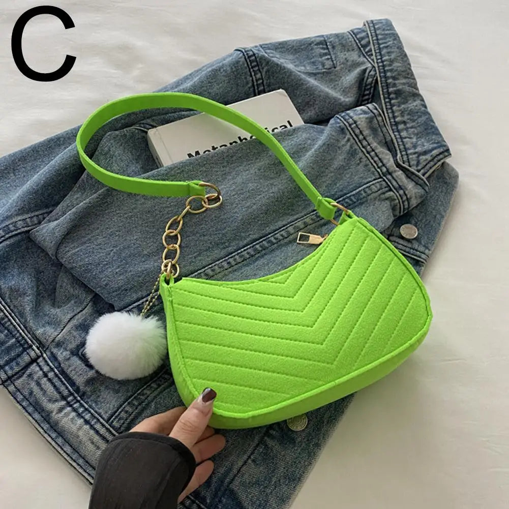Mini Women Shoulder Bags Fashion Felt Women's Bag Advanced Design Underarm Handbags Mini Saddle Bag