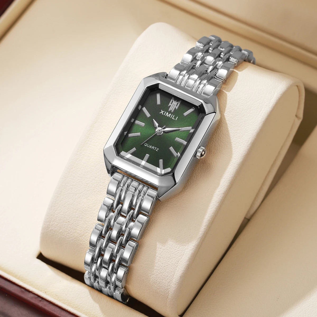 1/2/4PCS Elegant Rectangle Woman Quartz Watch Luxury Stainless Steel Band Ladies Wristwatches Relogio Feminino（Without Box）