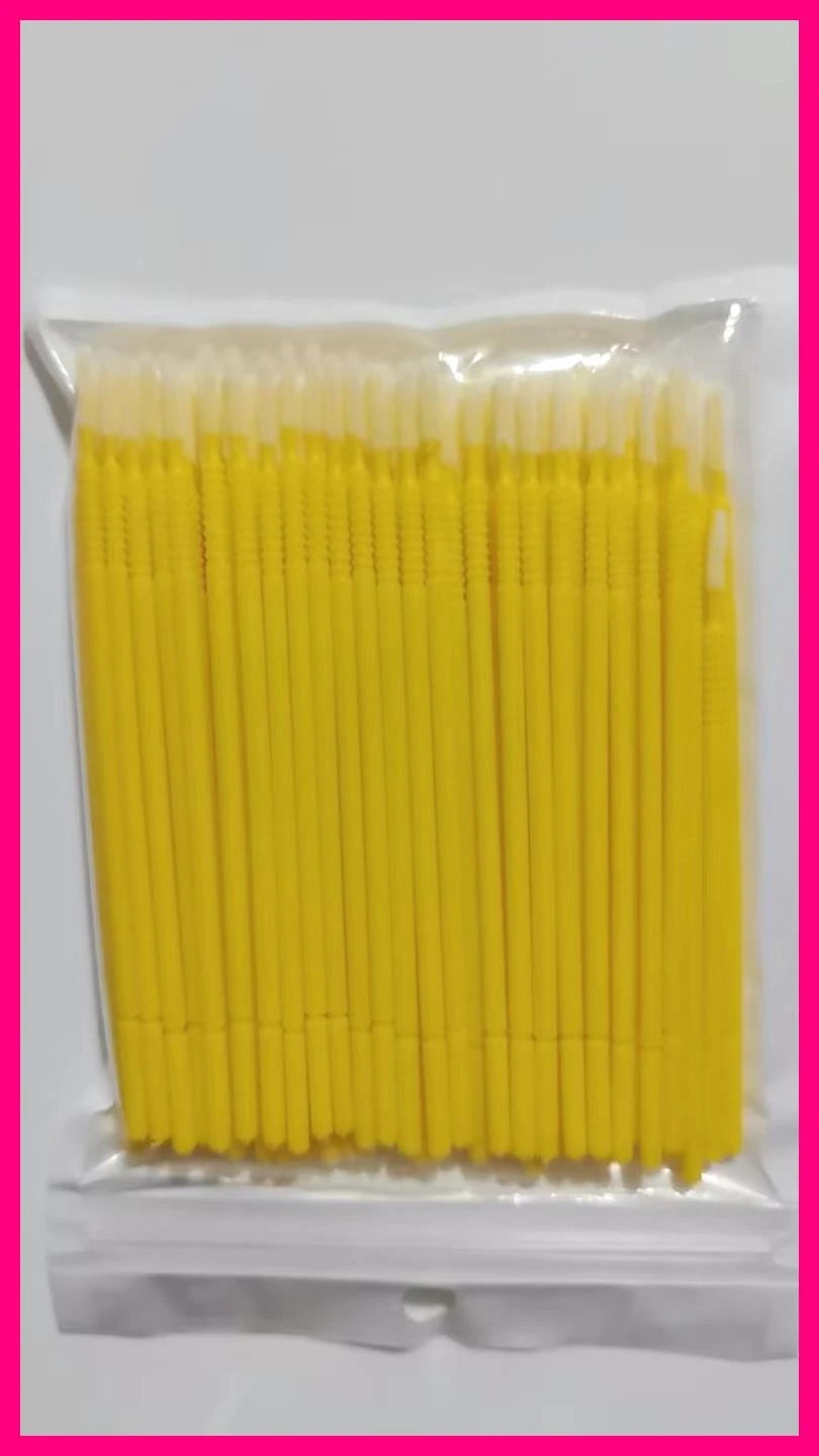 Wholesale 100pcs Long Head Bendable Micro Brushes Lash Extensions Eyelash Glue Cleaning Brush for Eyelashes