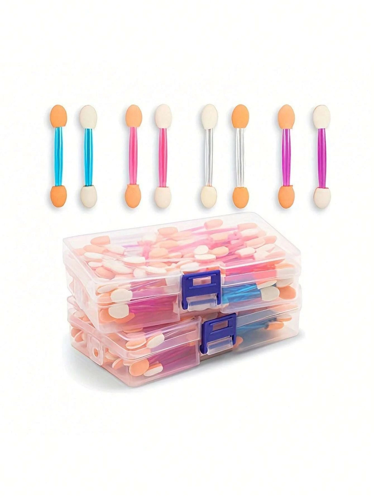 100/200Pcs Double-Headed Eyeshadow Brush, Disposable Dual Sided Eyeshadow Brush Double Ended Sponge Applicator Oval Tipped