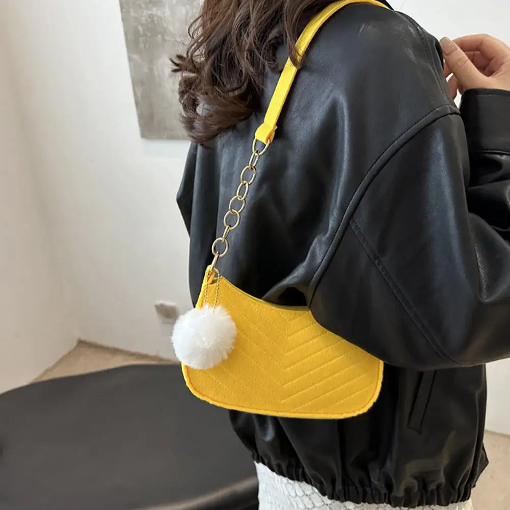 Mini Women Shoulder Bags Fashion Felt Women's Bag Advanced Design Underarm Handbags Mini Saddle Bag