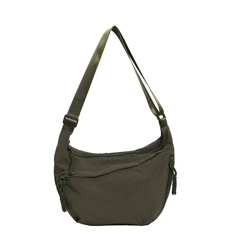Women'S Simple Solid Color Canvas Dumpling Bag Casual Handbag Personalized Men'S Shoulder Bag Daily Use