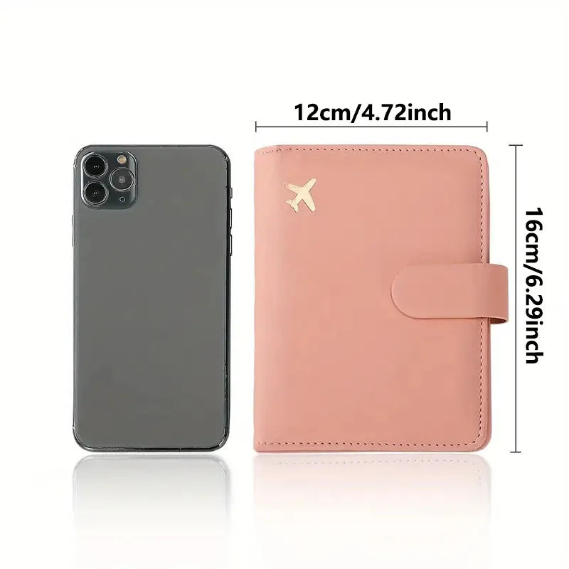 RFID Blocking Waterproof Leather Passport Holder Travel Credit Card Wallet Passport Book for Women Men Buckle Passport Cover