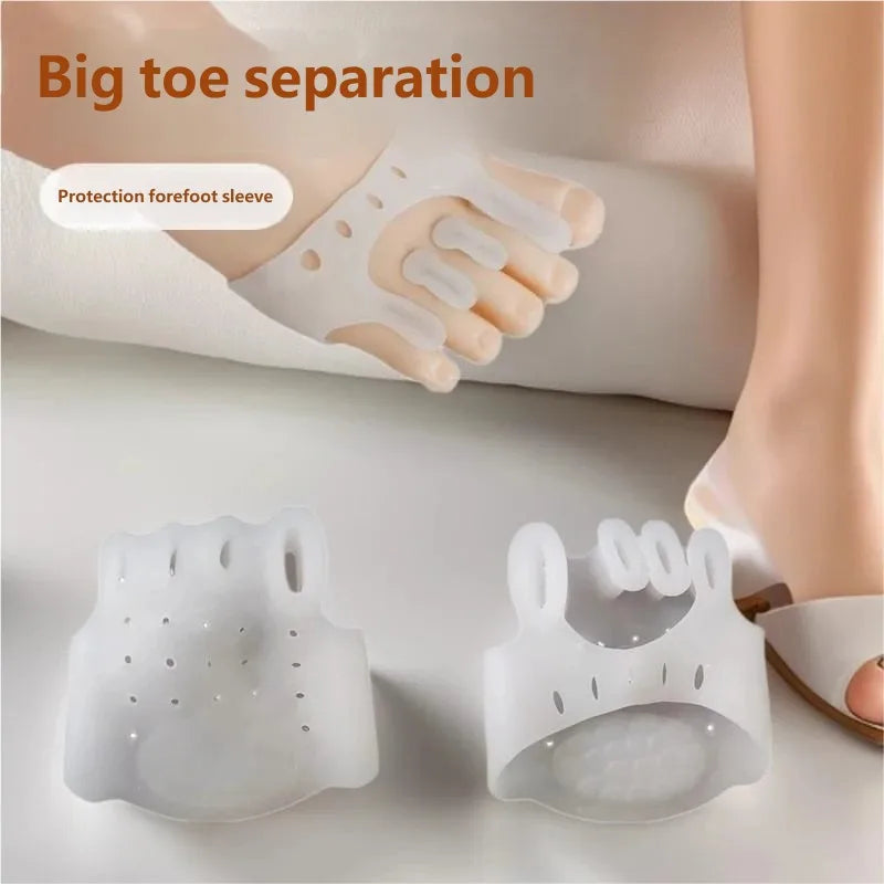 Five-Hole Toe Separator Thick Breathable Forefoot Foot Pad Arch Support Cushion Insert Accessory for Daily Shoe Use