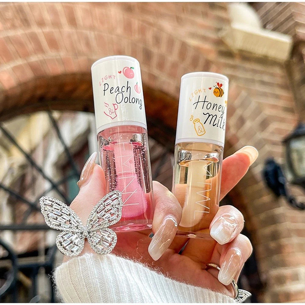 White Peach And Honey Lip Oil Soothes Dry Moisturizes And Does Not Fade Lovely Big Brush Head Lip Gloss