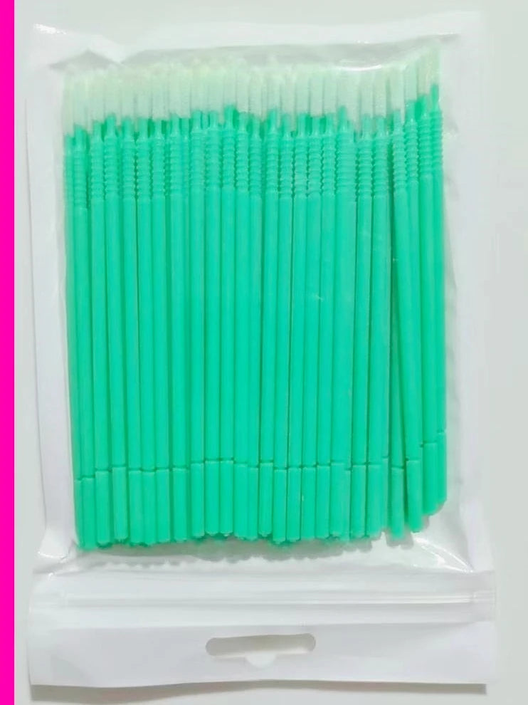 Wholesale 100pcs Long Head Bendable Micro Brushes Lash Extensions Eyelash Glue Cleaning Brush for Eyelashes