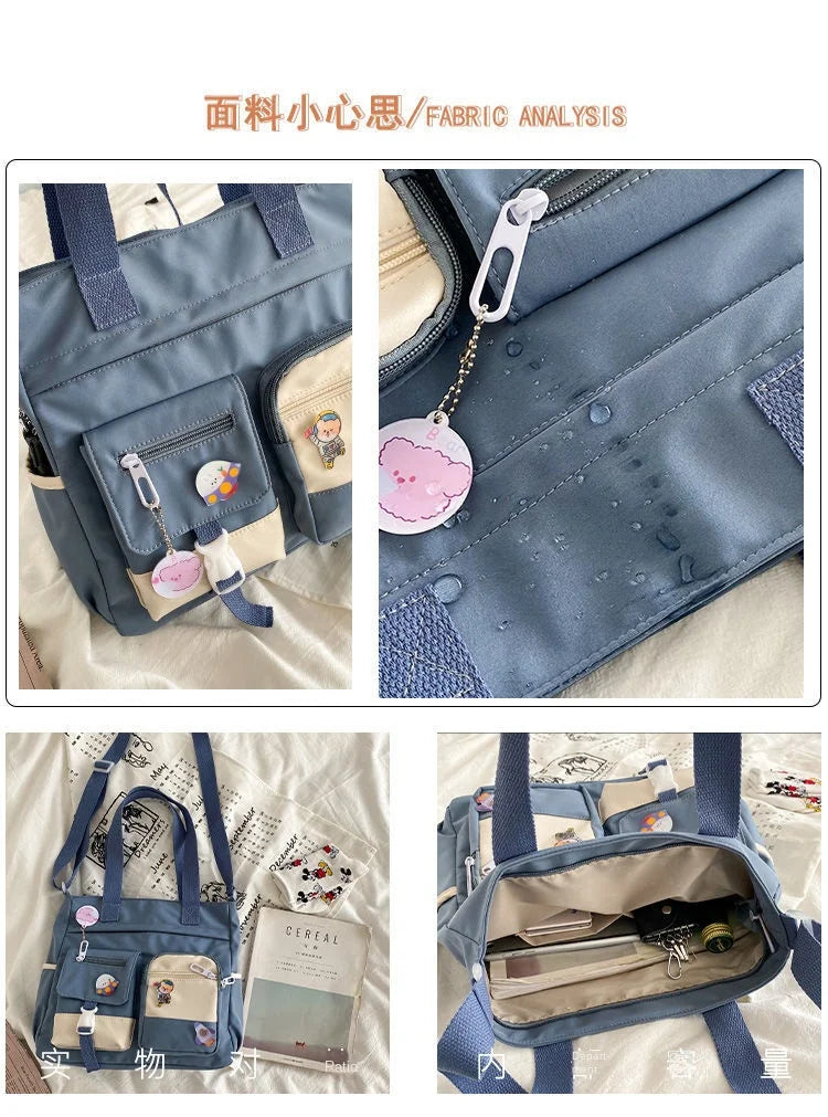 Waterproof Canvas Women Handbags Shoulder Bag Nylon Ladies Messenger Bag Oxford Crossbody Bags Tote Book Bags for Girls Satchels