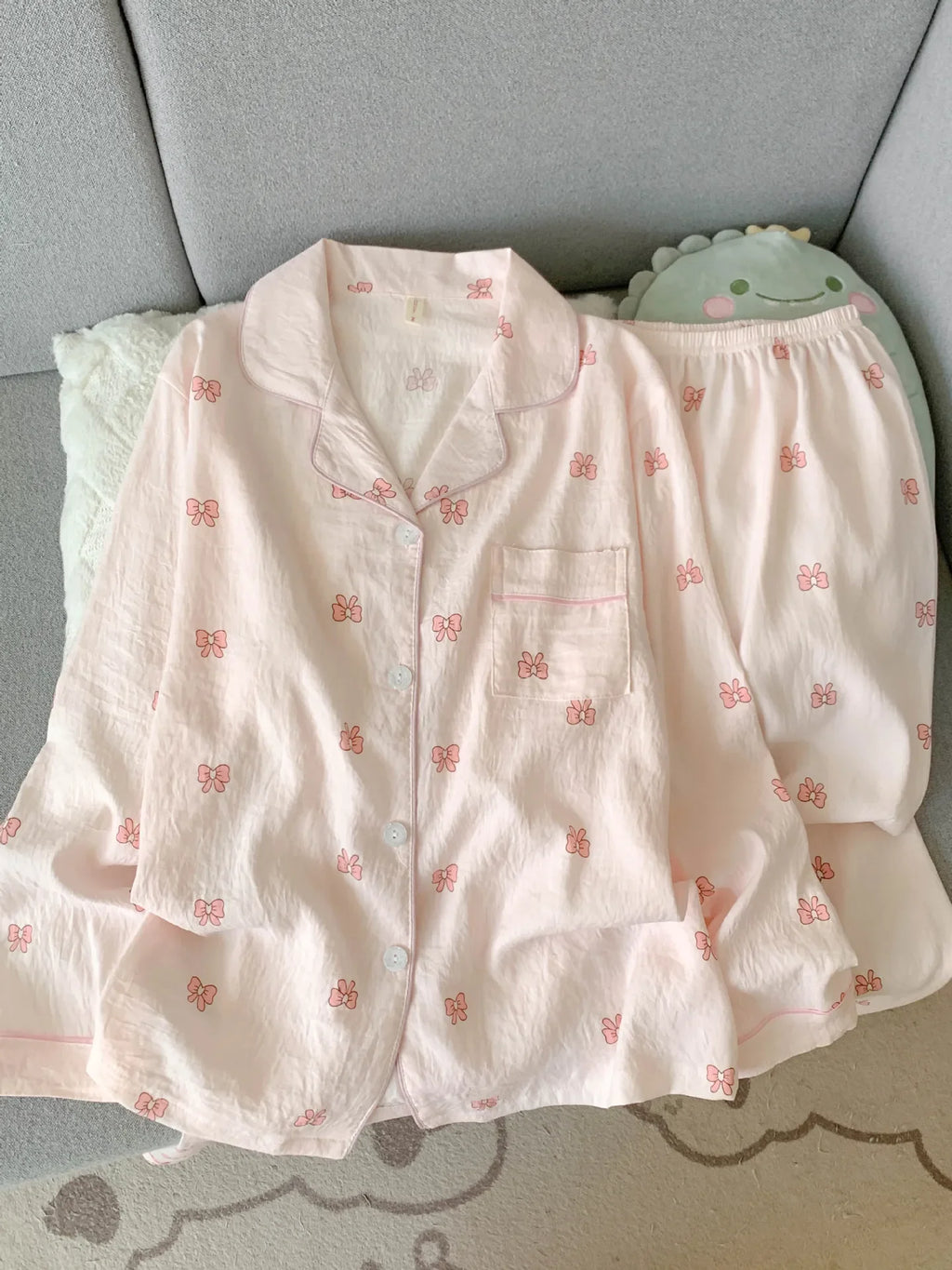 Spring/Autumn New Arrivals: Cloud-Print Cotton Long-Sleeved Pyjama Set for Women Adorable Sweetheart Style Nightwear Homewear
