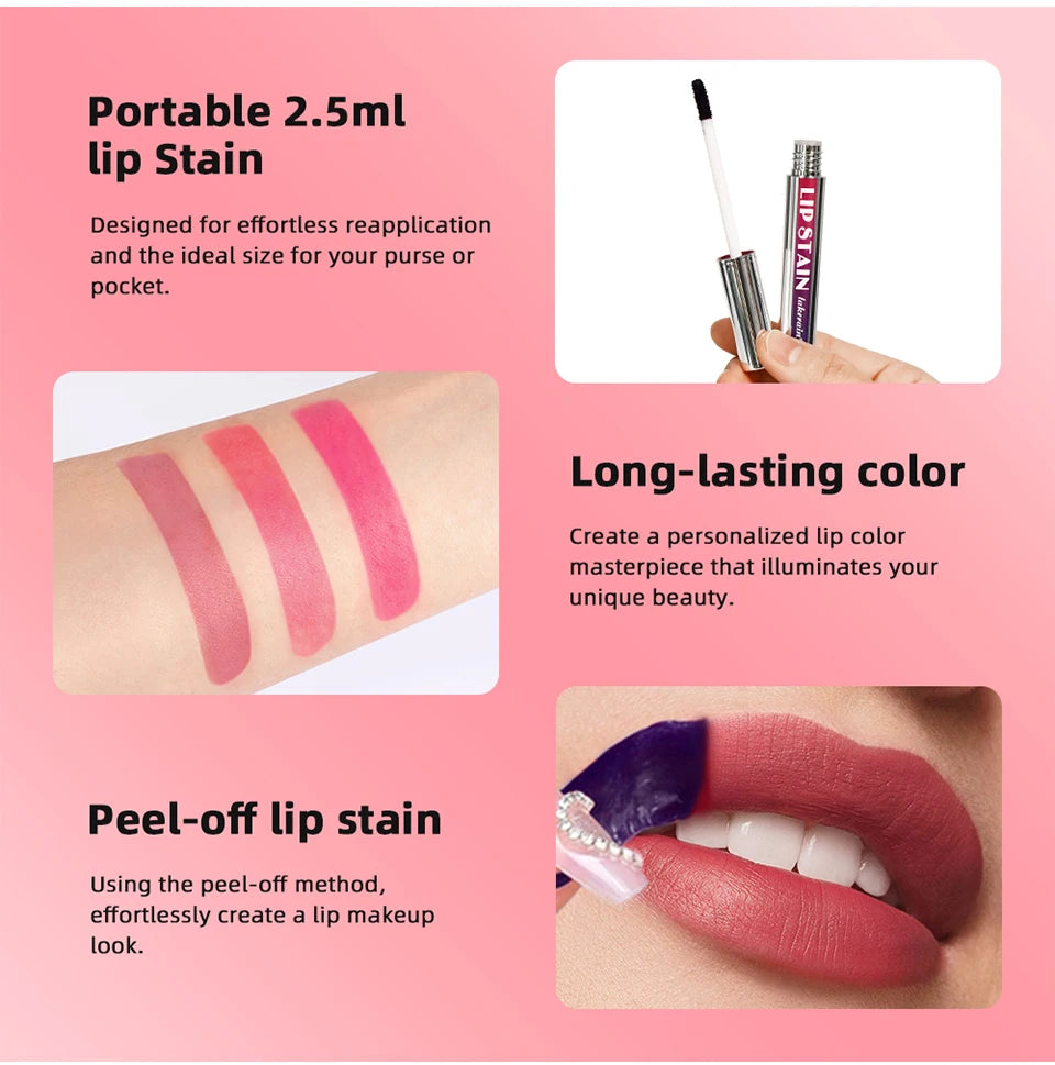 Peel Off Lip Stain – Long-Lasting Waterproof Lip Tint | No Transfer, Non-Stick Cup