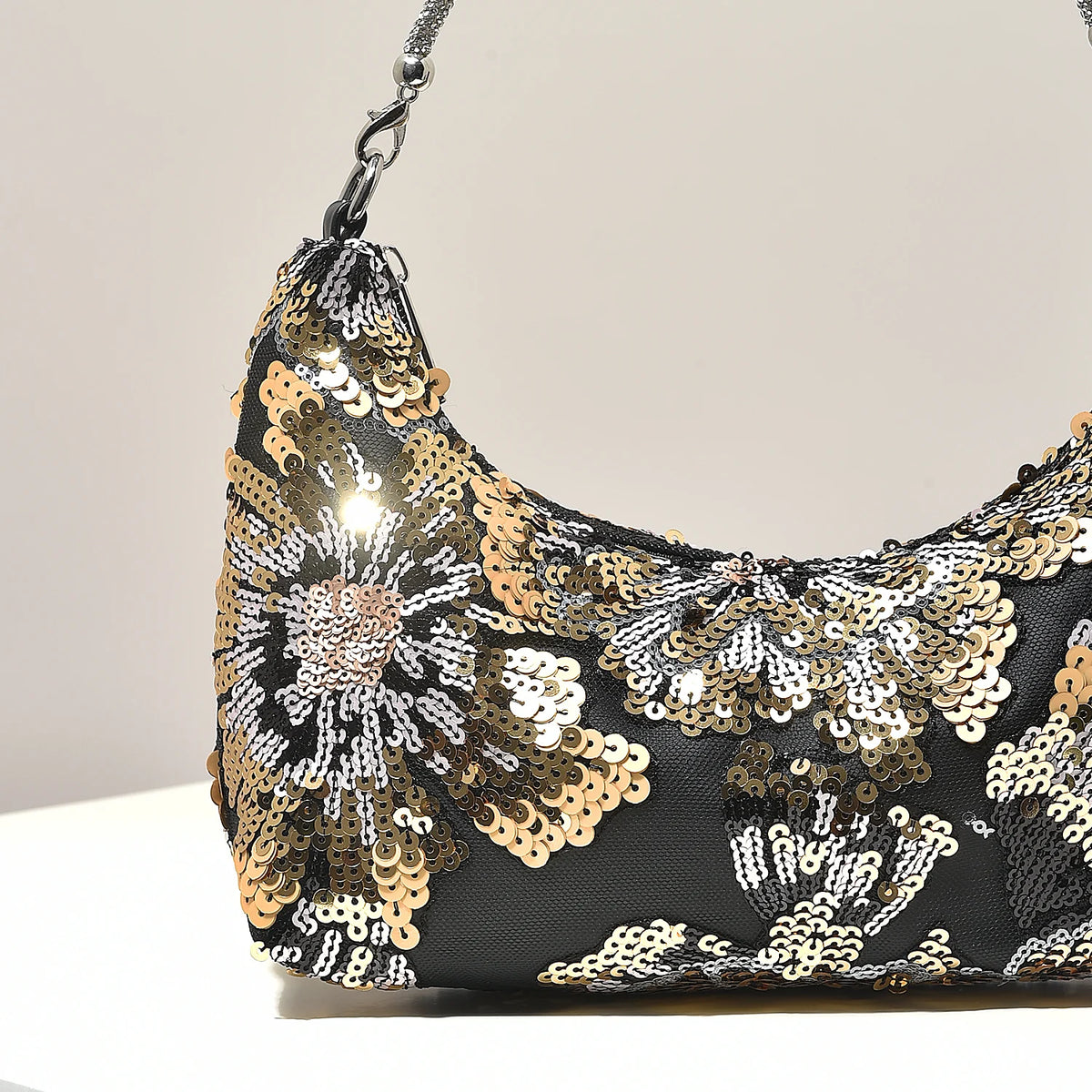 Shoulder Bag,Floral Pop,Sequin Bag,Embroidery,Gala Night,Party Outfits,Prom Bag,Wedding Items,Elegante,Valentine,Random Pattern