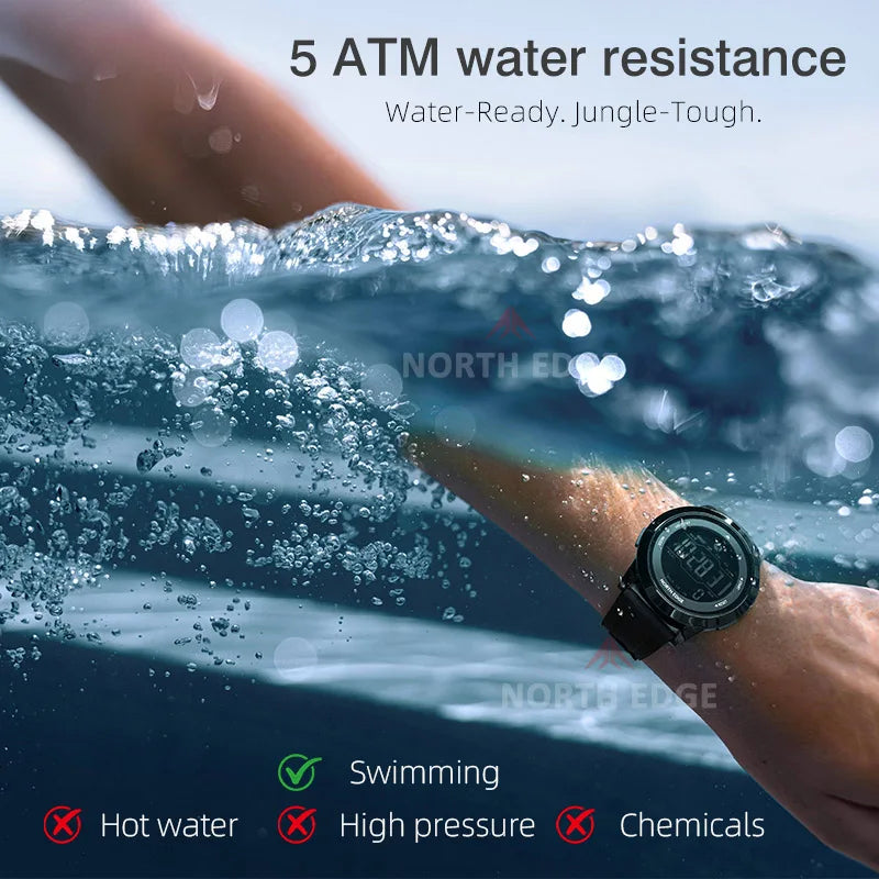 NORTH EDGE APOLLO Luxury Men Women Digital Watch Waterproof 50M Sports Watches Dual Time Pedometer Alarm Clock Couple's Watches