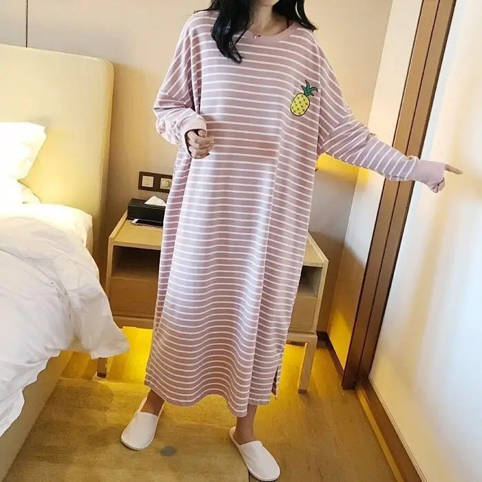 Loose Long Sleeve Sleepwear Women's Home Clothes Striped Pattern Sweet Style Spring Summer New Arrival 2023 Thin Fabric round...