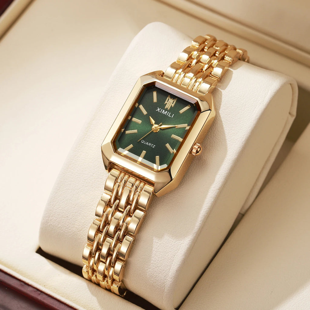 1/2/4PCS Elegant Rectangle Woman Quartz Watch Luxury Stainless Steel Band Ladies Wristwatches Relogio Feminino（Without Box）