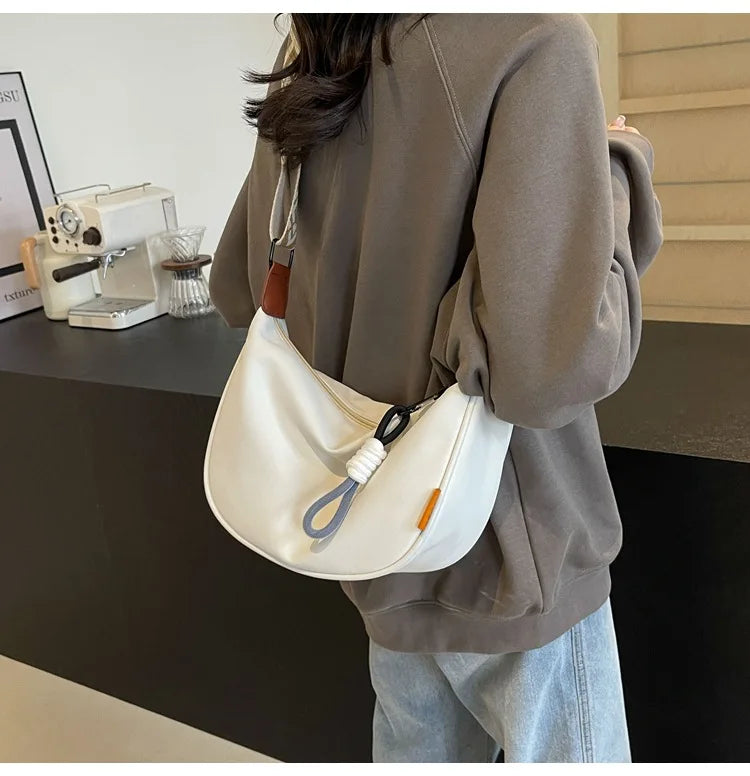 New Fashion Crossbody Bag Simple Wide Shoulder Strap Design Single Shoulder Bag Original Style Commuting Dumpling Women Bag