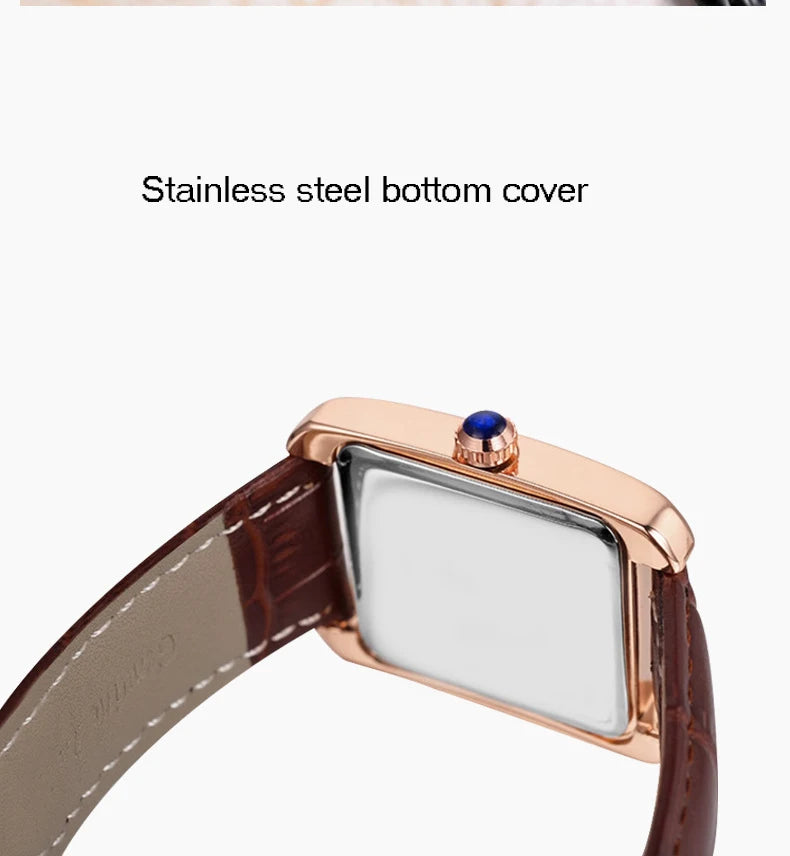 Brand Men's and Women's Watch Business Simple Square Student Leather Watches Waterproof Couple Fashion Quartz Wristwatches