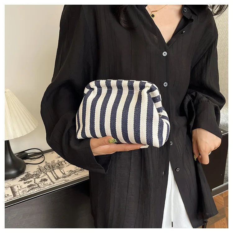 Summer Woven Crochet Purses for Women Beach Clutch Handbags 2026 Dumpling Hobo Casual Colorblock Bag Ladies Ruched Cloud Purse