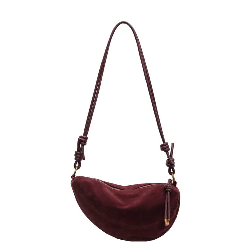 Faux Suede Super Popular Niche Suede Shoulder Bag for Women 2025 Hot Sale Single Crossbody Bags Underarm Dumpling Sweet Bags