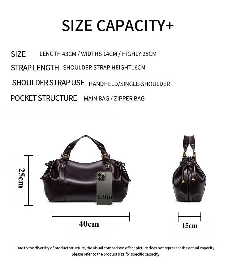 Women's Simple Crossbody Bag Elegant And Versatile Boston Style Work Interior Polyester Soft Handbag