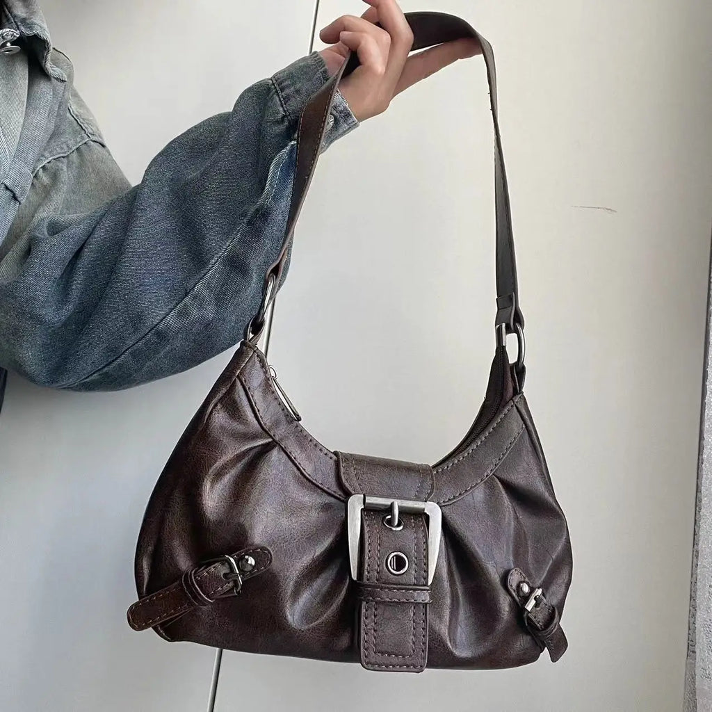 2025 Spring Hot Selling Maillard Style Retro Style Small Bag Spicy Girl Y2K Wasteland Style Vintage Leather Shoulder Armpit Bag
