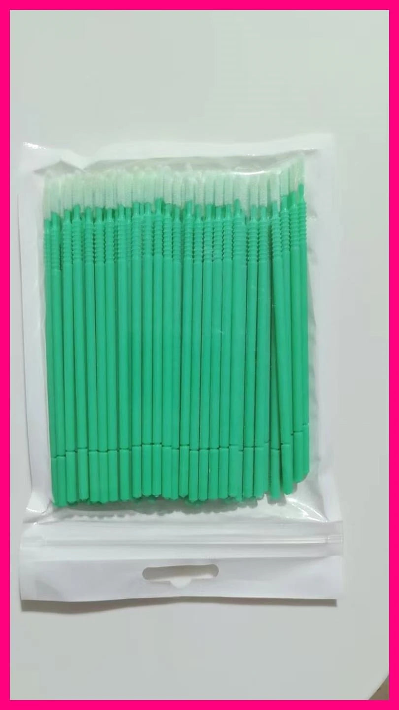 Wholesale 100pcs Long Head Bendable Micro Brushes Lash Extensions Eyelash Glue Cleaning Brush for Eyelashes