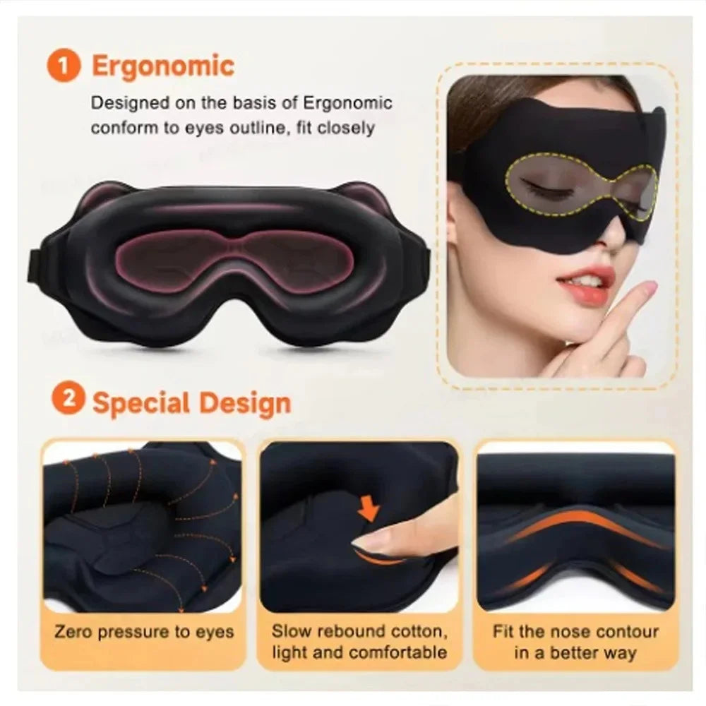 3D Sleep Mask Sleep Aid Blindfold Block Out Light Travel Portable Soft Memory Foam Face Mask Eyeshade Night Comfort Sleep Patch