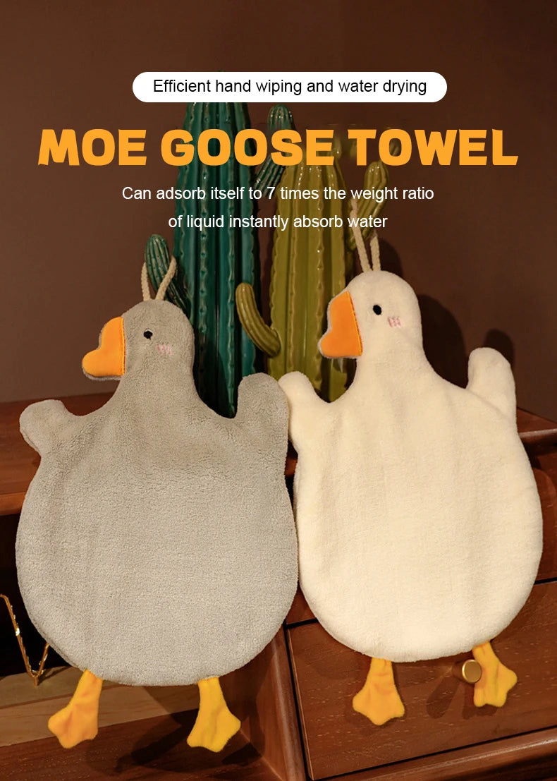 Cute Cartoon Goose Hand Towel for Kitchen and Bathroom - Hanging, Thickened, Absorbent Hand Towel