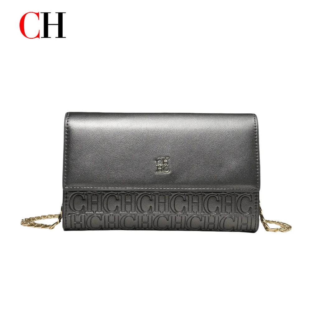 CH Women Crossbody Bag Splicing Letter Print Metal Chain Shoulder Purse PU Leather Flap Small Ladies Evening Clutch Handbag Gift
