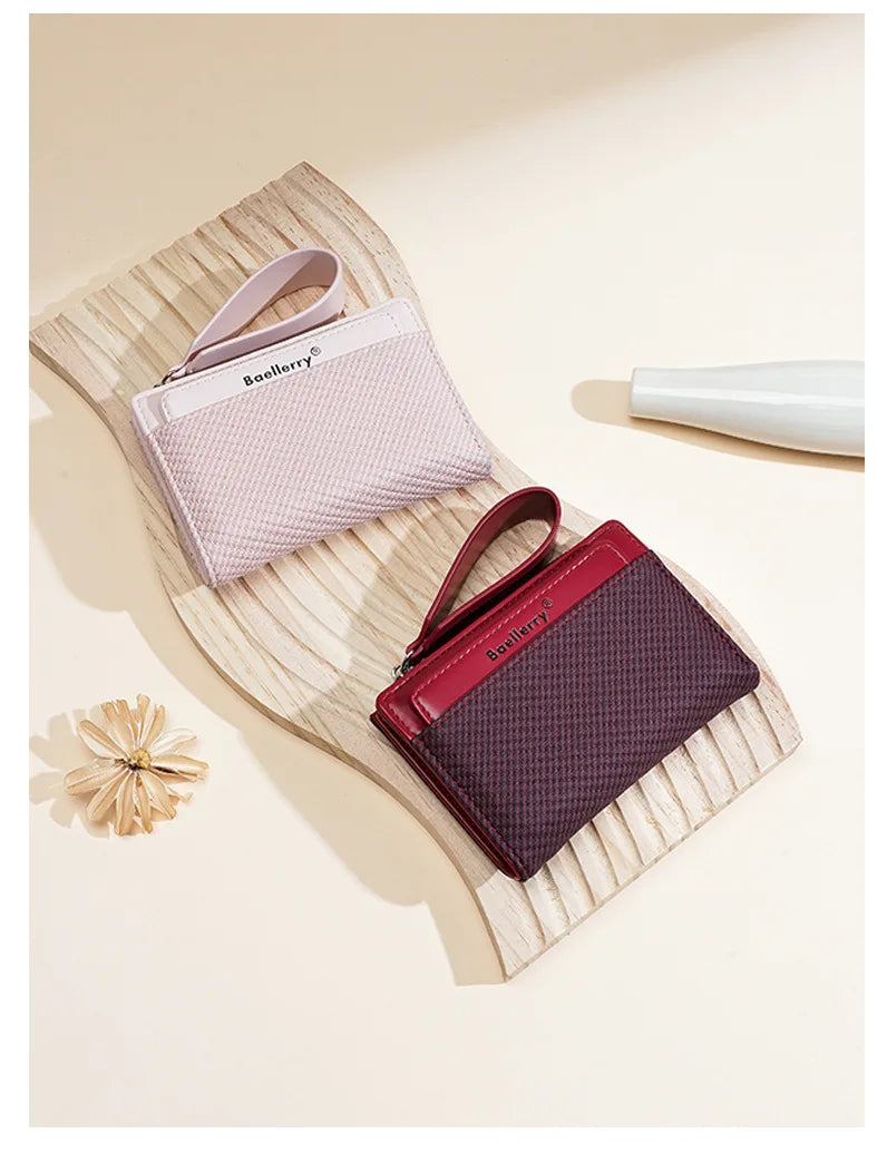 Baellerry Fashion Zipper Wallets Buckle Coin Purse Hand Women's Short Wallet Bifold Multi-slot Card Holder