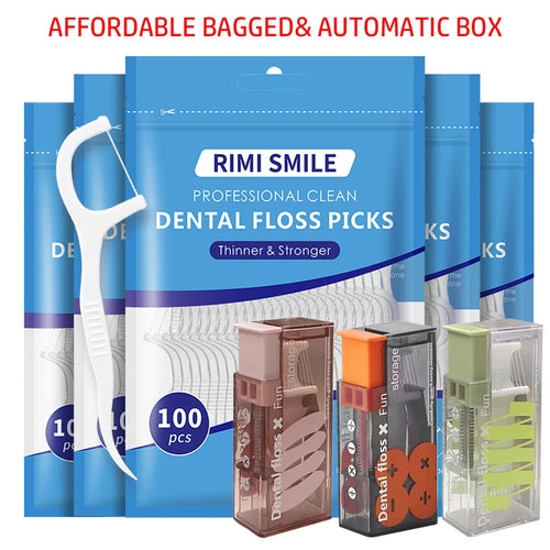 (Affordable) 50/100/300 PCS-RIMI Smile Floss - Comes with Automatic Floss Box - Convenient to Carry When Going Out