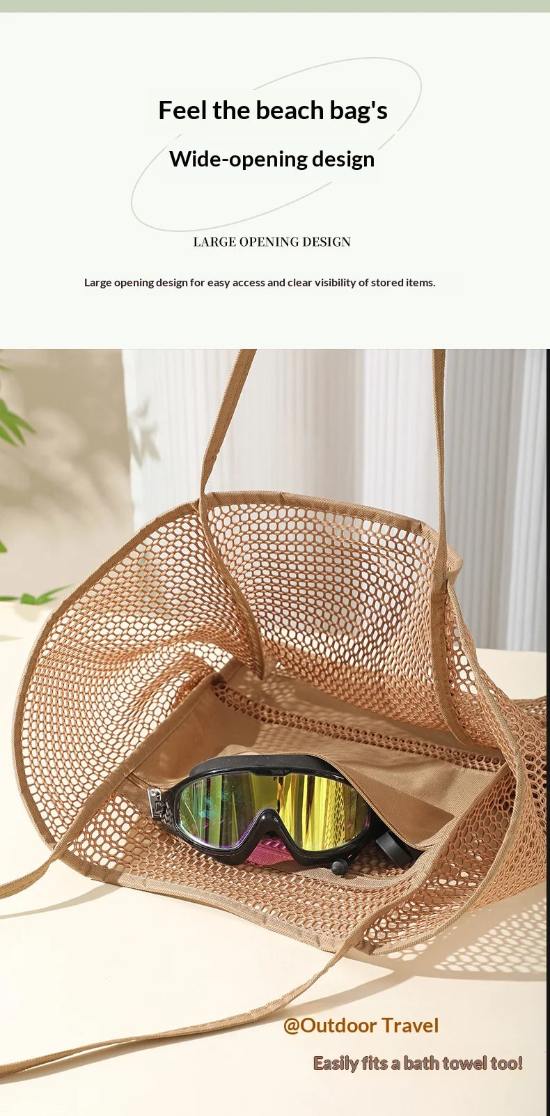 Homefish Large Capacity Woven Polyester Beach Tote Bag For Women Durable Open Top For Travel Shopping Daily Outdoor Use