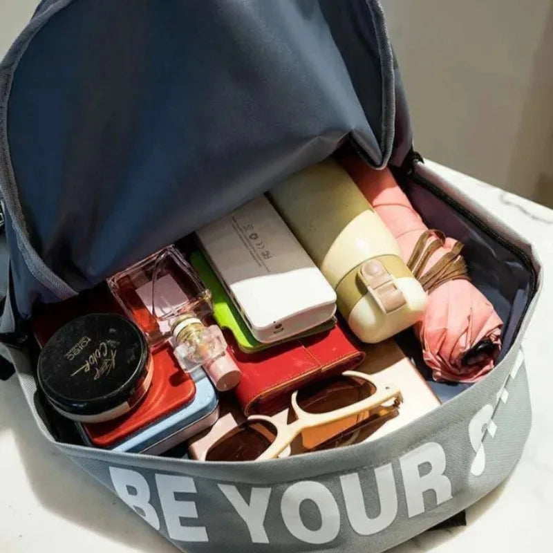 Fashion Trend Backpack for Men and Women Junior High School High School Student Bag Large Capacity Korean Version of Th