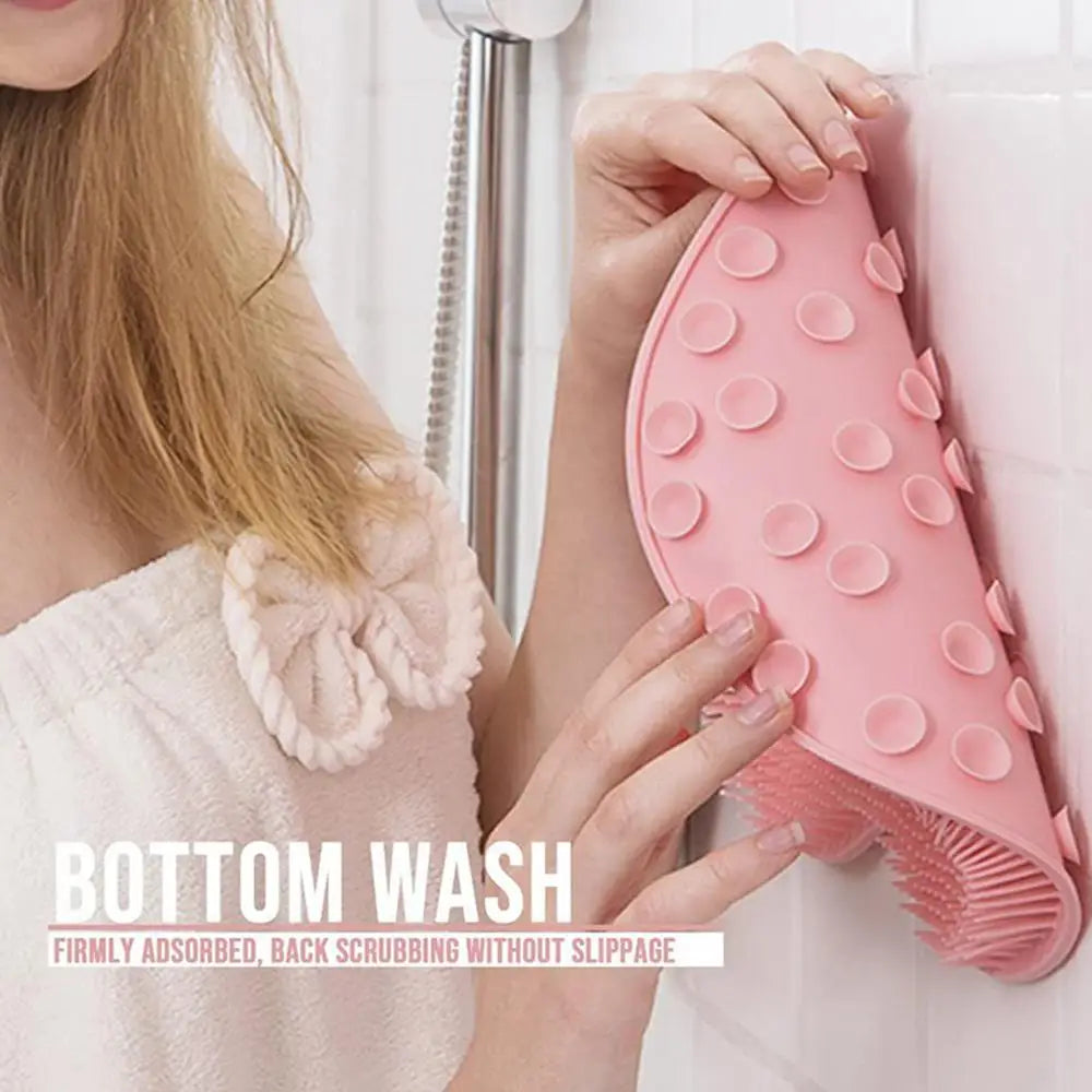 Scrubber Shower Massage Pad Silicone Shower Wall Mounted Back Massage Reusable Cleaning Brush Shower Feet Wash Mat Washer