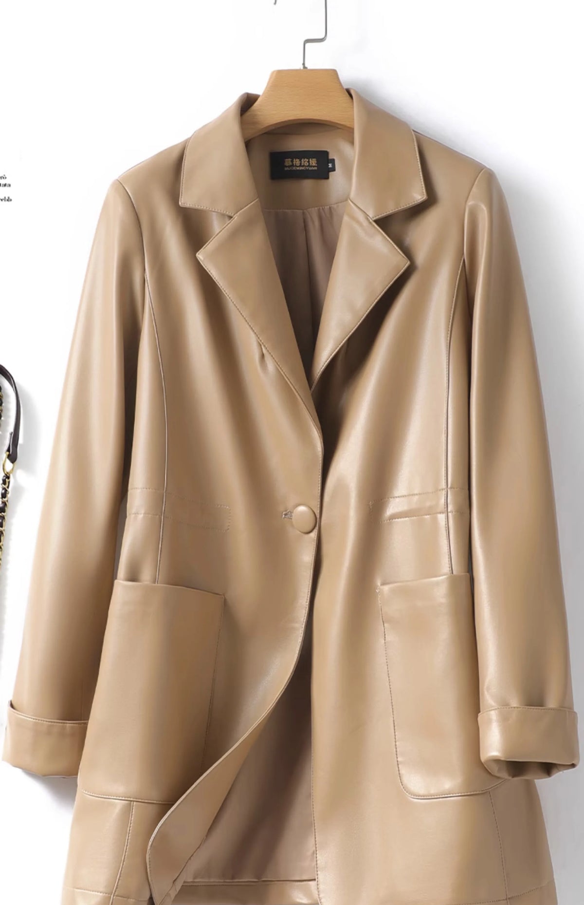 M-2XL Women Split Sheepskin Blazer Jacket Coats 2025 Spring Mid Length Chic Single Button Casual Ladies Split Leather Outwear
