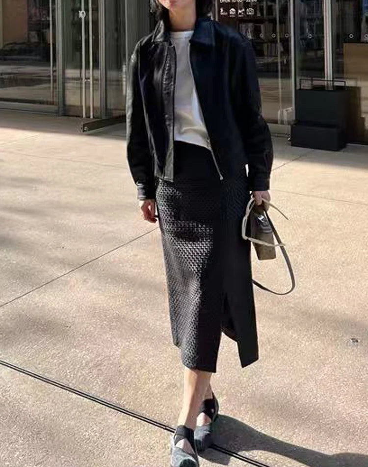 Genuine Leather Jacket for Women Sheepskin Leather Short Coat Female Collar Cropped Veste Woman Clothing Basic Daily Outfit