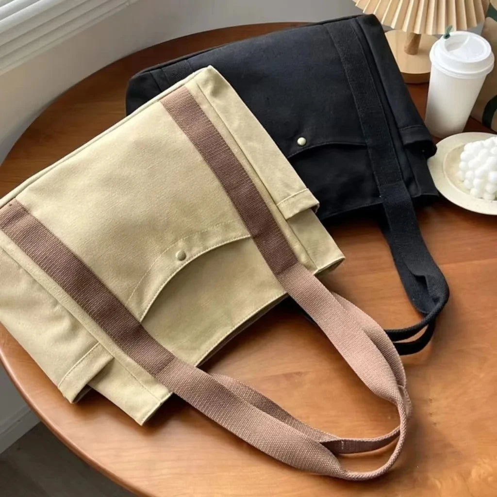 Versatile Forest Style Women'S Canvas Shoulder Bag Large Capacity Book Storage Student Bag For Classroom Travel Daily Use Durabl