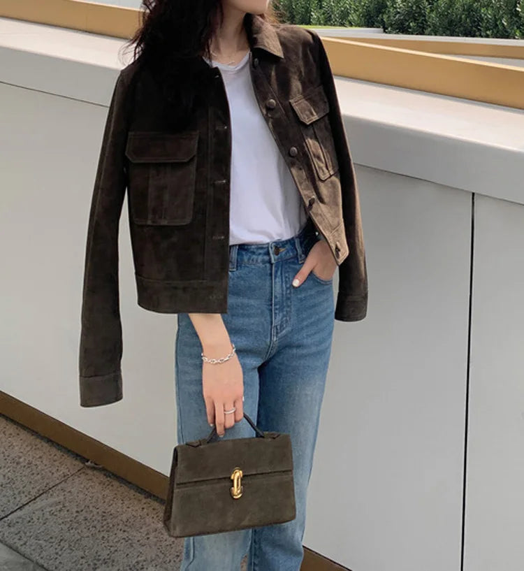 Classic Quality Leather Jacket For Women 2025 Winter Cashmere Suede Leather Coat Female Slimming Versatile Jaqueta Streetwear